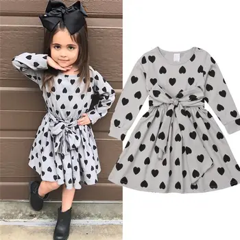 

Toddler Baby Girls Love Print Tutu Dress Princess Kids Baby Girl Bowknot Bandage Dresses Autumn Cotton Clothes Vestidos Sundress
