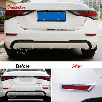 

Tonlinker Exterior Rear bumper Fog light Cover sticker for NISSAN Sentra 2019-20 Car Styling 2 PCS ABS Chrome Cover sticker