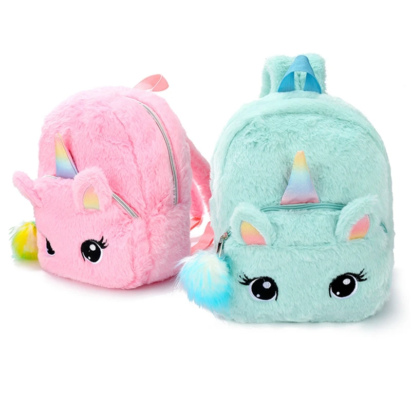 fluffy unicorn school bag