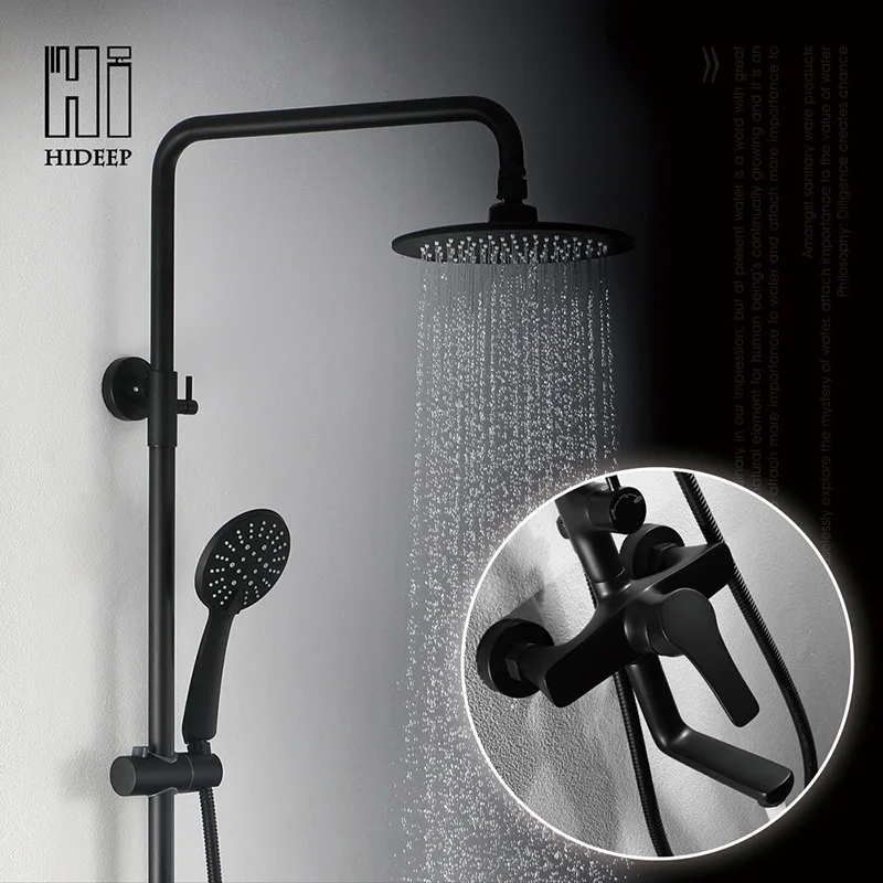 

Hideep Copper Black And White with Pattern Surface Mounted And Cold Wall Mounted Rain Shower Bathroom Shower Faucet Manufacturer