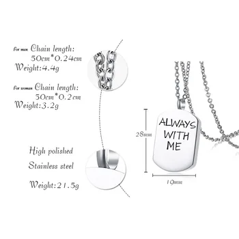 

FNL TN86 stainless steel necklace hot sell popular single women 28mm write always with you lover gift women jewelry