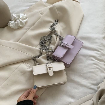 

purses and handbags 2020 Solid leather Mini square buckle design women shoulder bag crossbody bags for women bolsos para mujer