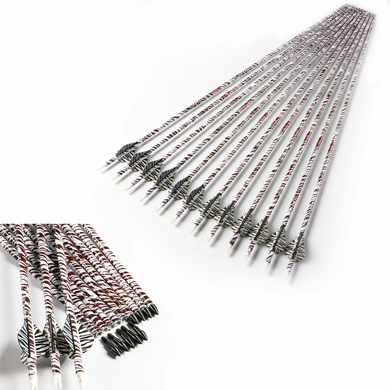 Linkboy Archery Zebra Carbon Arrows Sp400 600 2&quotTiger Skin Vanes for Compound Recurve / Traditional Bow Hunting Shooting | Спорт и