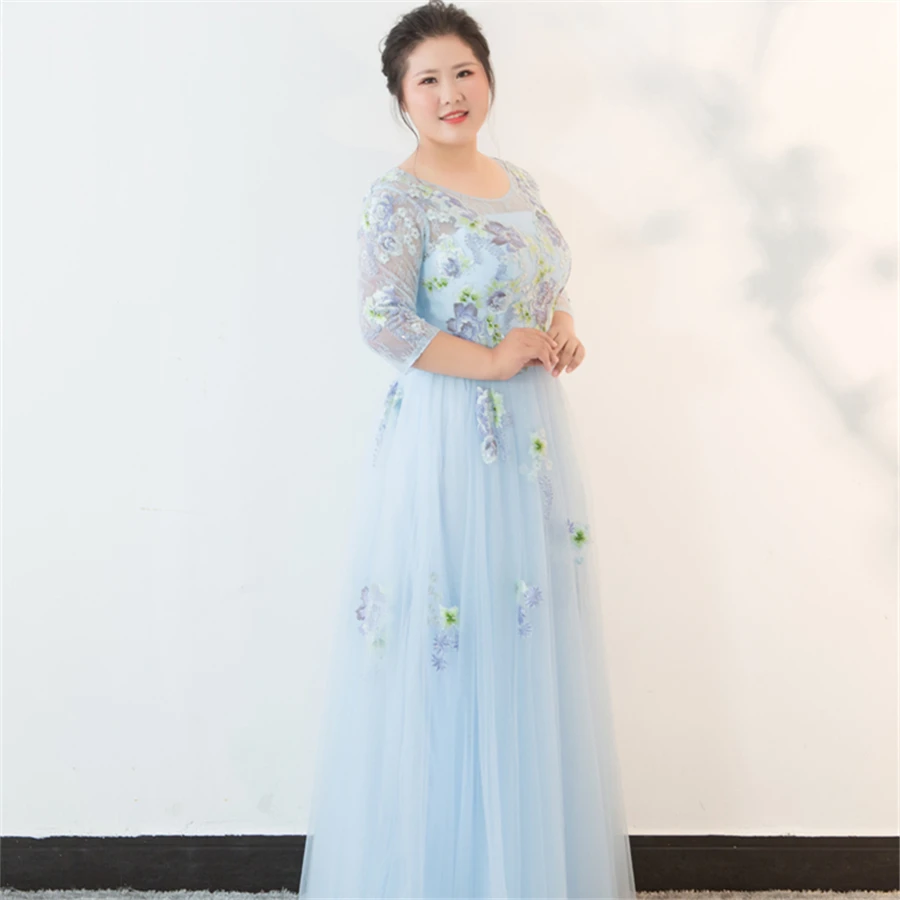 Вечерние Платья с цветочным кружевом Robe De Soiree размера плюс рукав три четверти вечернее платье элегантные женские вечерние платья T147