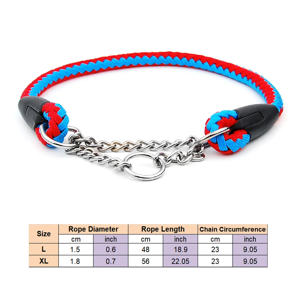 Martingal Dog Rope Collar Rope Slip Chains Pinch Choke Collar with Welded Link Chain Training Accessories for Large Dogs 