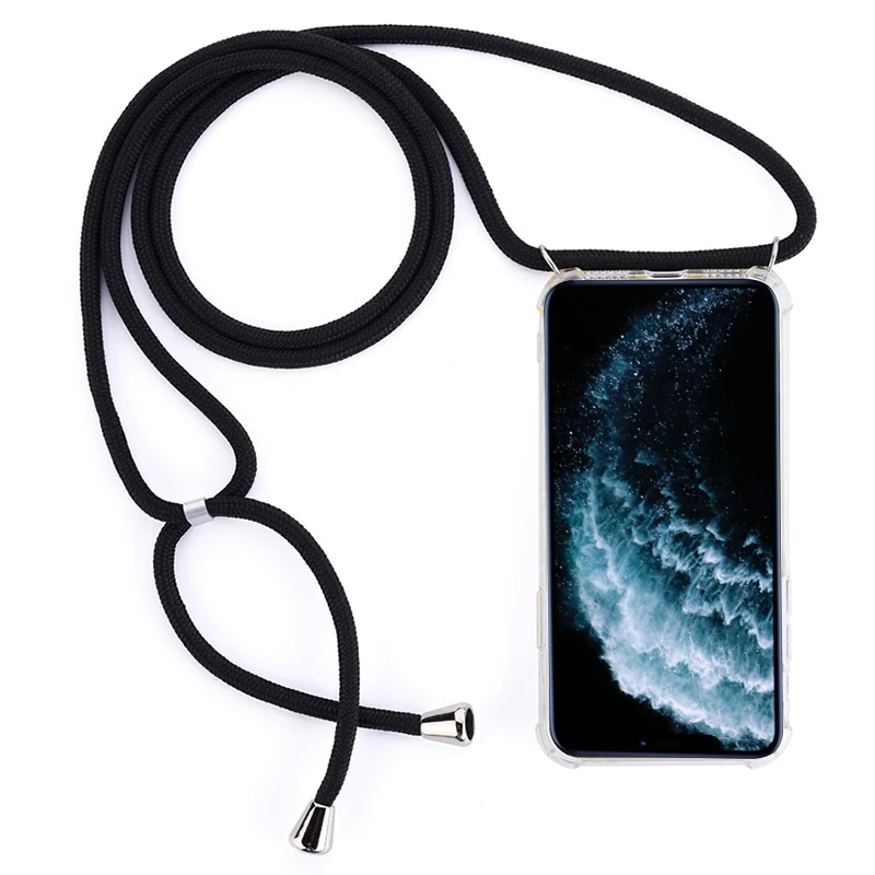Четырехугольный противоударной защитой с прозрачными вставками, чехол-накладка для мобильного телефона из ТПУ чехол сo шнуром для iPhone 11 Pro Max