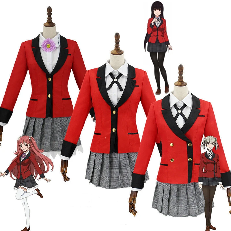 4 шт. костюмы для косплея аниме Kakegurui Jabami Yumeko Униформа японских школьниц куртка +