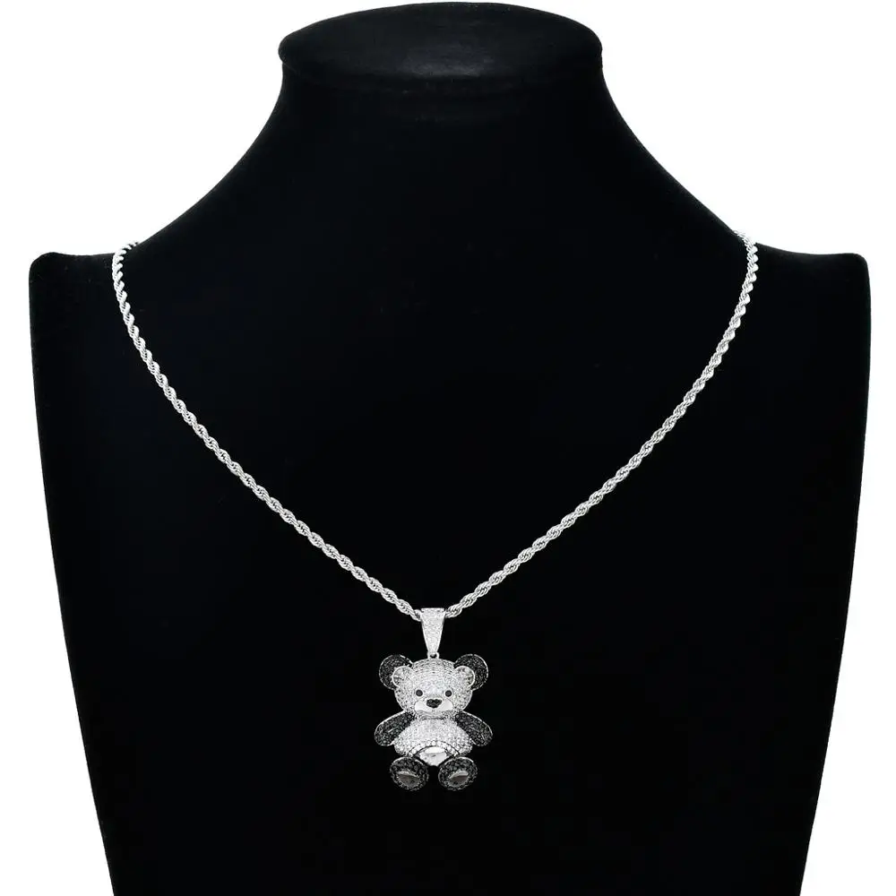 Crystal Teddy Bear Pendant Necklace 