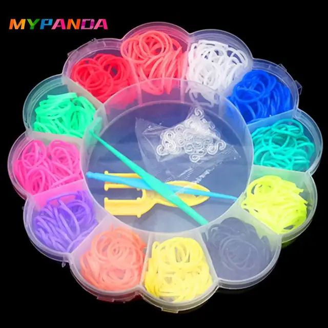600pcs Colorful Rubber Loom Bands Weave Elastic Make Bracelet Tool DIY set Kit Box Girls Gift Kids Toys for Children 4