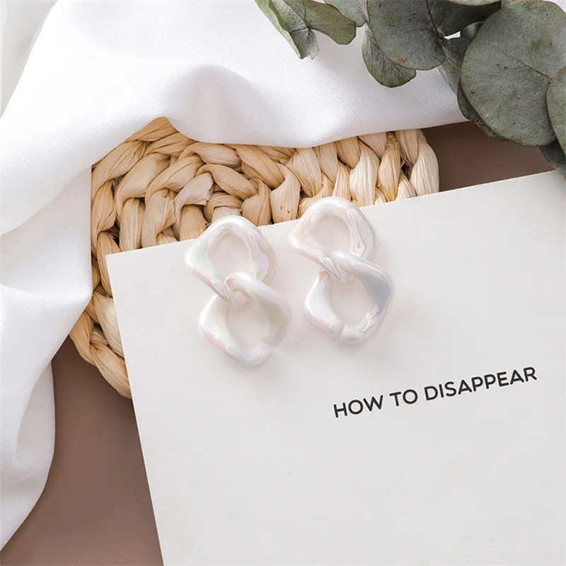 pearl Trendy Simulated Pearl Asymmetric Earrings For Women Fashion Geometric Dangle Earrings Irregular Pendientes Jewelry Gift - Окраска металла: pearl