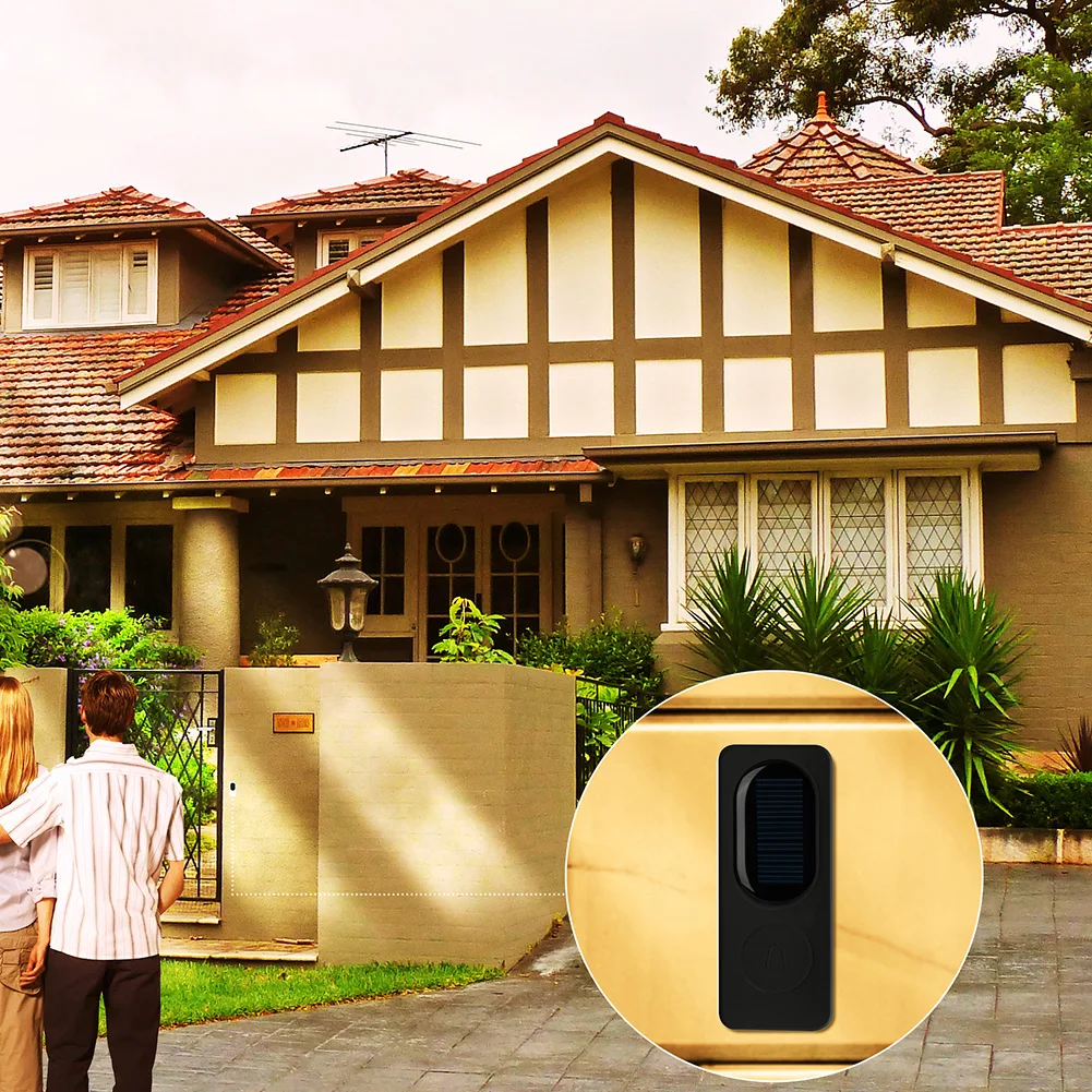 

LED Light Smart Solar Powered Loudy Charging Hotel Durable 52 Ringtones Adjustable Volume Home Waterproof Wireless Doorbell