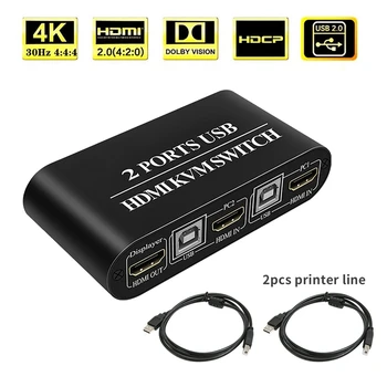 

HOT-HDMI KVM Switch 2Port Box Share 2 Computers Support 3X USB3.0 Wireless Keyboard and Mouse Connections HUD 4K (3840X2160)