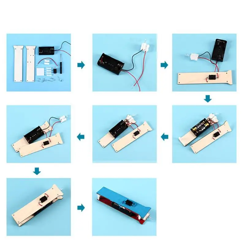 DIY фонарик физика деревянные игрушки комплект прекрасная простота безопасности милая форма детские развивающие наука собрать ремесло