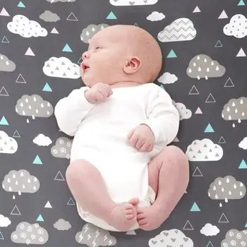 

Crib Cot Sheets Set 2 Pack Soft Crib Mattress Sheet Baby Bedding in Grey Cloud & Wave Whale Printed Fit Standard cot Mattress