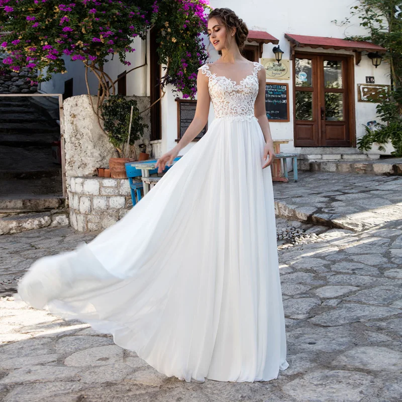 MANYUNFANG Mariage A Line vestido noiva прозрачное мягкое шифоновое богемное свадебное платье с пуговицами на спине, платье невесты
