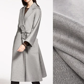 

Quality 155CM Wide 750G/M Weight Gray Double-faced Water Wave Cashmere Wool Autumn and Winter Overcoat Outwear Fabric E1135