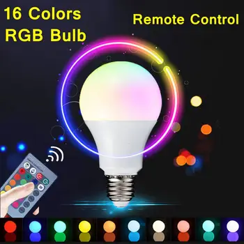 

E27 Wireless Dimmable RGB Bulb Colorful LED Smart Lights Smart Bulb Spotlight 16 Colors for Home Party Lighting Christmas Lamp