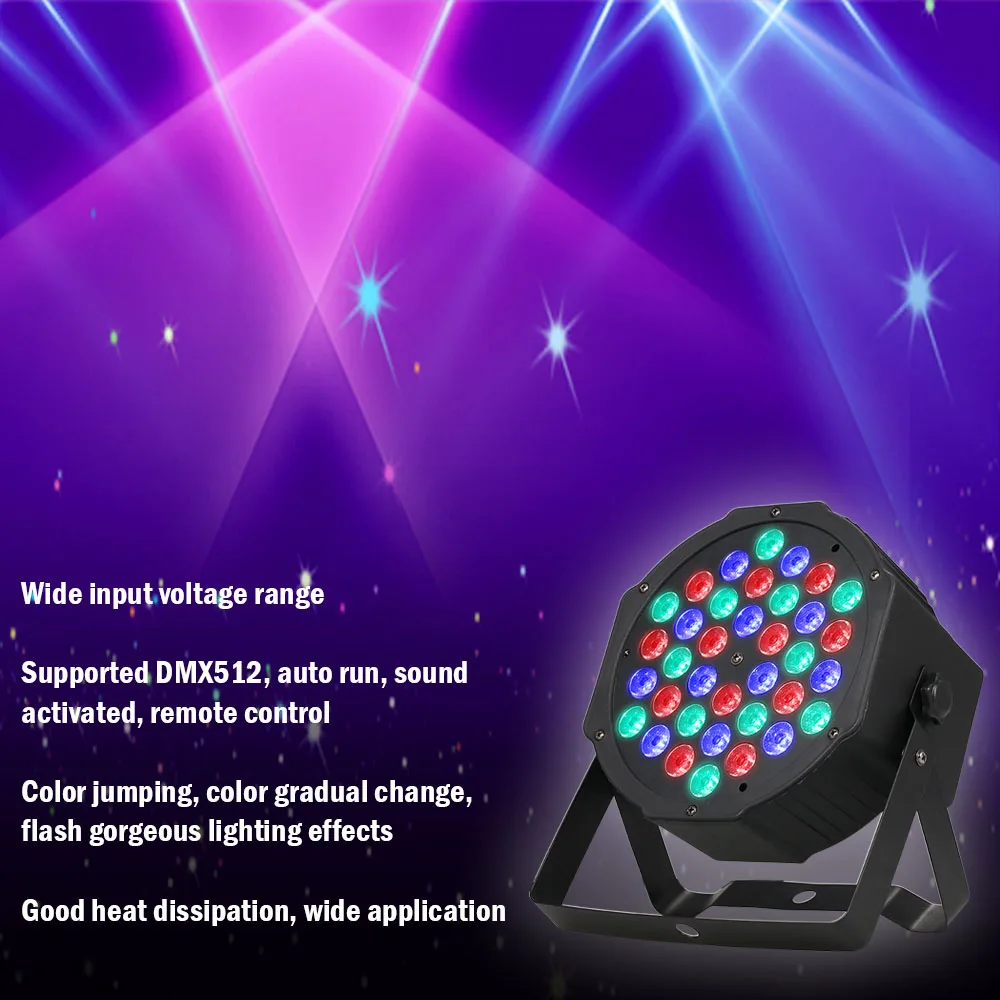 36 светодиодный RGB 3в1 сценический светильник s мини плоский светильник DMX 512 Звуковое управление DJ проектор Точечный светильник эффект для KTV Семейная свадьба