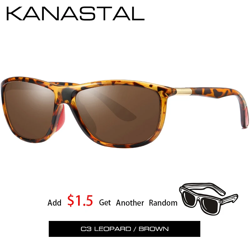KANASTAL, фирменный дизайн, мужские солнцезащитные очки, поляризационные очки, аксессуары, квадратная оправа, для вождения, солнцезащитные очки, мужские очки, тени, UV400 - Цвет линз: leopard2