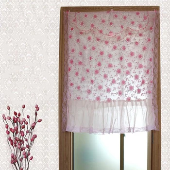 

Half Curtain for Living room Fashion Polyester Floral Lace Trim Kitchen Home Decoration Partition Curtain Bathroom Curtain