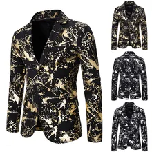 Низкая цена, распродажа, модная мужская осенне-зимняя повседневная куртка на пуговицах с золотым принтом, пальто с длинным рукавом, топ, Прямая поставка, горячая распродажа