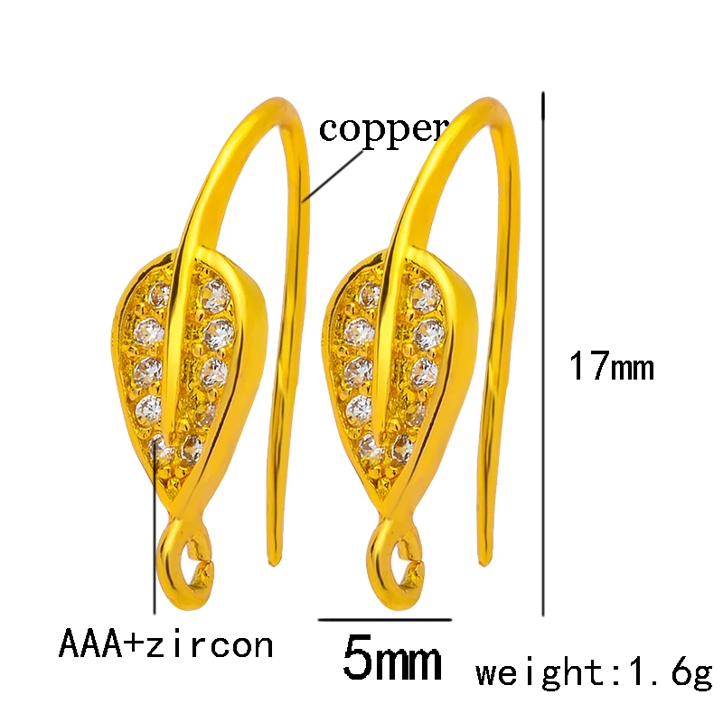 Peixin Luxus Zirkonia Ohrringe Haken Zubehör Roségold Messing Damen Ohrhänger DIY Schmuckherstellung Charm – Detail 26