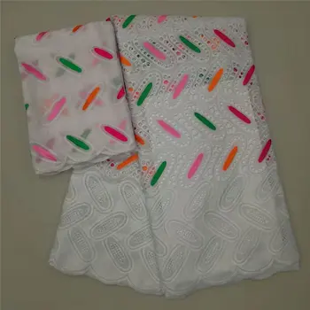 

French Net Lace Fabric High Quality Pure Cotton embroidery African Lace Fabric for Wedding Swiss Voile Lace fabrics 5+2Yards/set