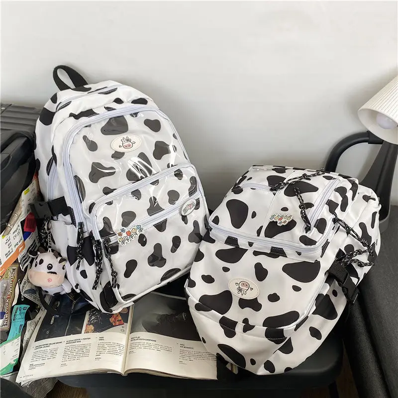 Girl Cute School Backpack Cow Print Backpacks for Teen Girls