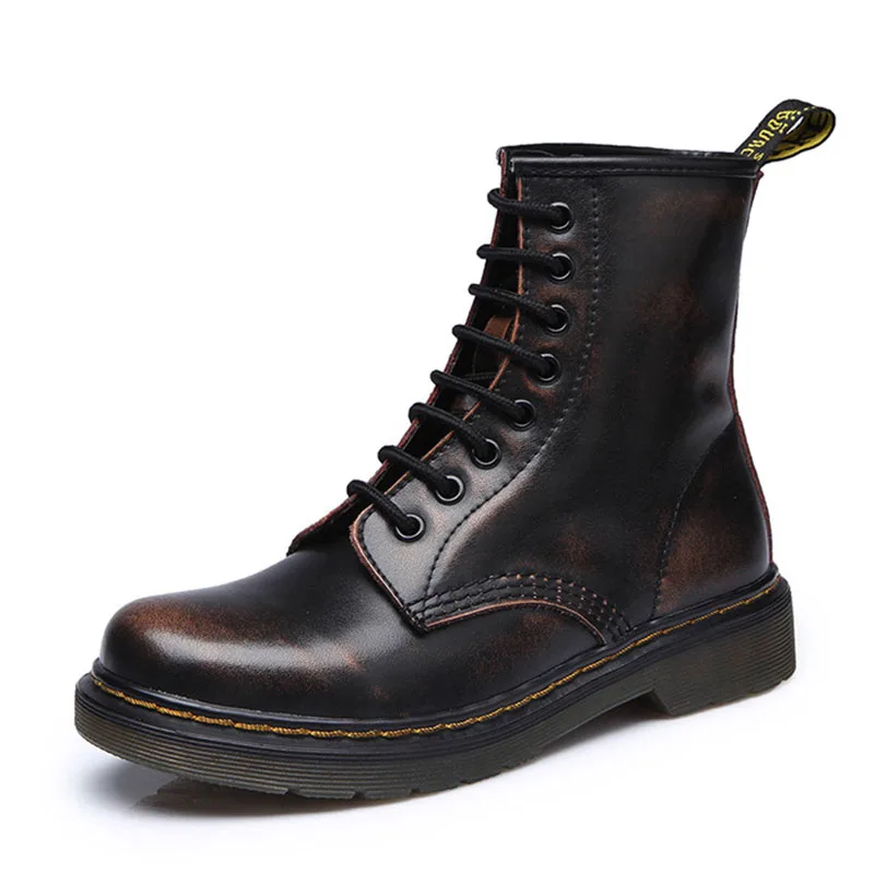 

2019 Women Ankle Boots Winter Spring Cow Genuine Leather Shoes Punk Plus Fur Warm Casual Riding Equestr Botas Mujer Martin Boots