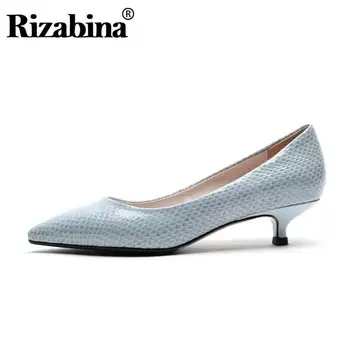 

RIZABINA Women Pumps Brand New Spring High Quality Thin Heel Shoes Women Pointed Toe Snake Print Party Footwear Size 33-40
