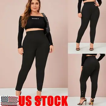 

Womens Stretch High Waisted Leggings Long Workout Pant Elastic Waist Casual Fitness Pant XL-4XL