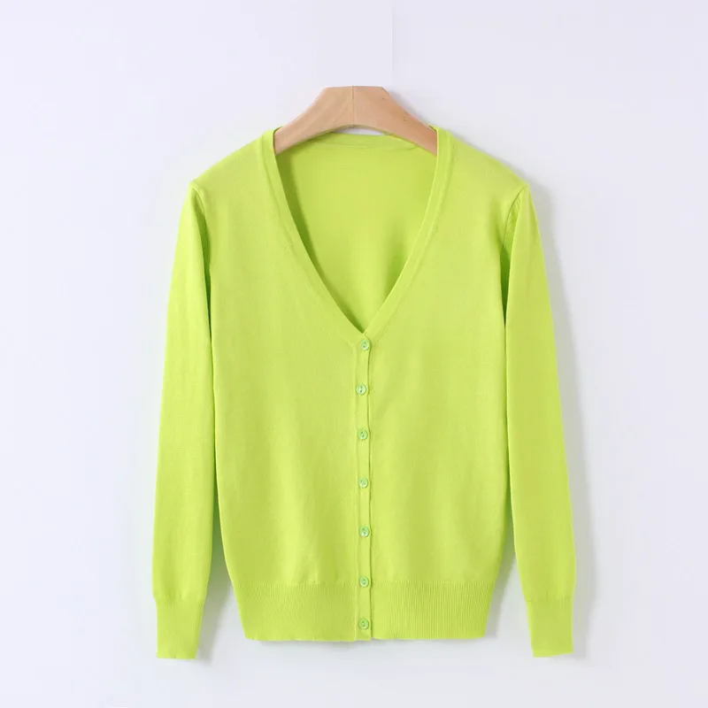 Женский облегающий пуловер с v-образным вырезом Тонкий Повседневный зеленый