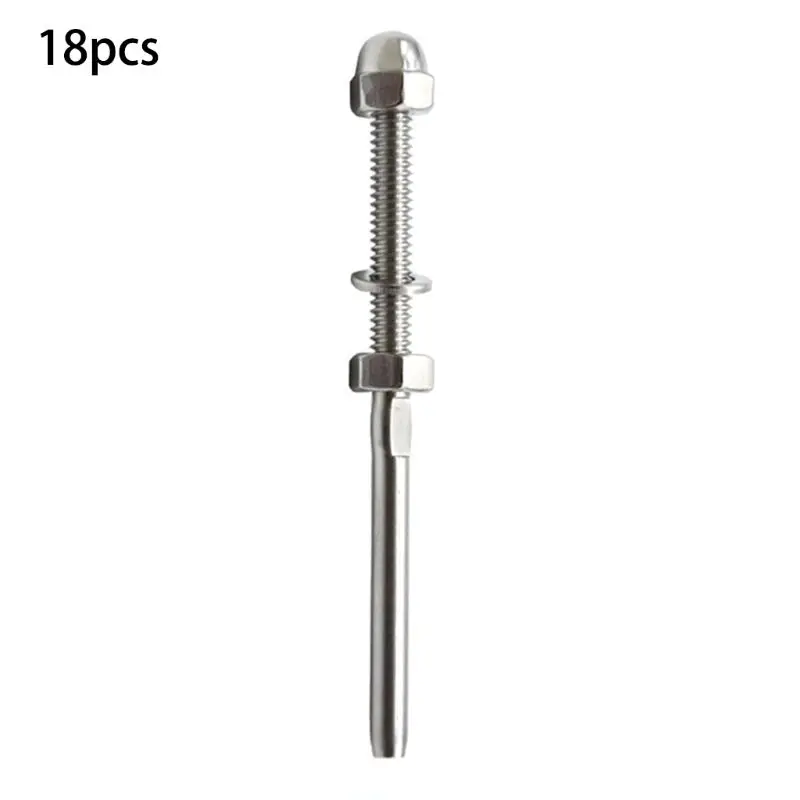 

18 Pcs Stainless Threaded Terminal Stud End Fitting for 1/8 Cable Deck Railing Hand Swage T316 Marine Grade 3-7/8 inch