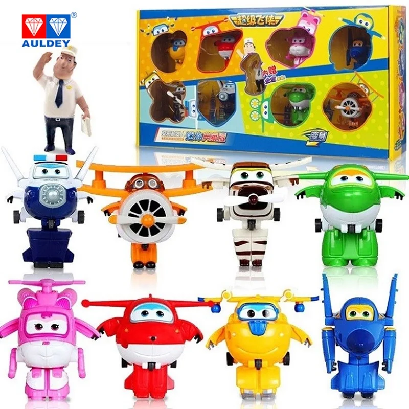 Экшн фигурки AULDEY Super Wings 8 шт./компл. мини робот деформация игрушка Донни Джетт