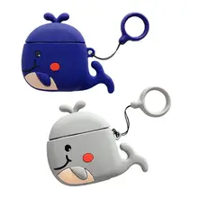 Lovely Cartoon Whale Pattern Protective Anti-fall Cover Skin Protector with Lanyard for Airpods 1/2 Charging Box Accessories Lovely Cartoon Whale Pattern Protective Anti-fall Cover Skin Protector with Lanyard for Airpods 1/2 Charging Box Accessories