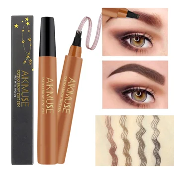 

1 Pc 4 Fork Tip Liquid Eyebrow Pen Waterproof Tattoo Eye Brow Pencil Eyebrow Enhancer KG66