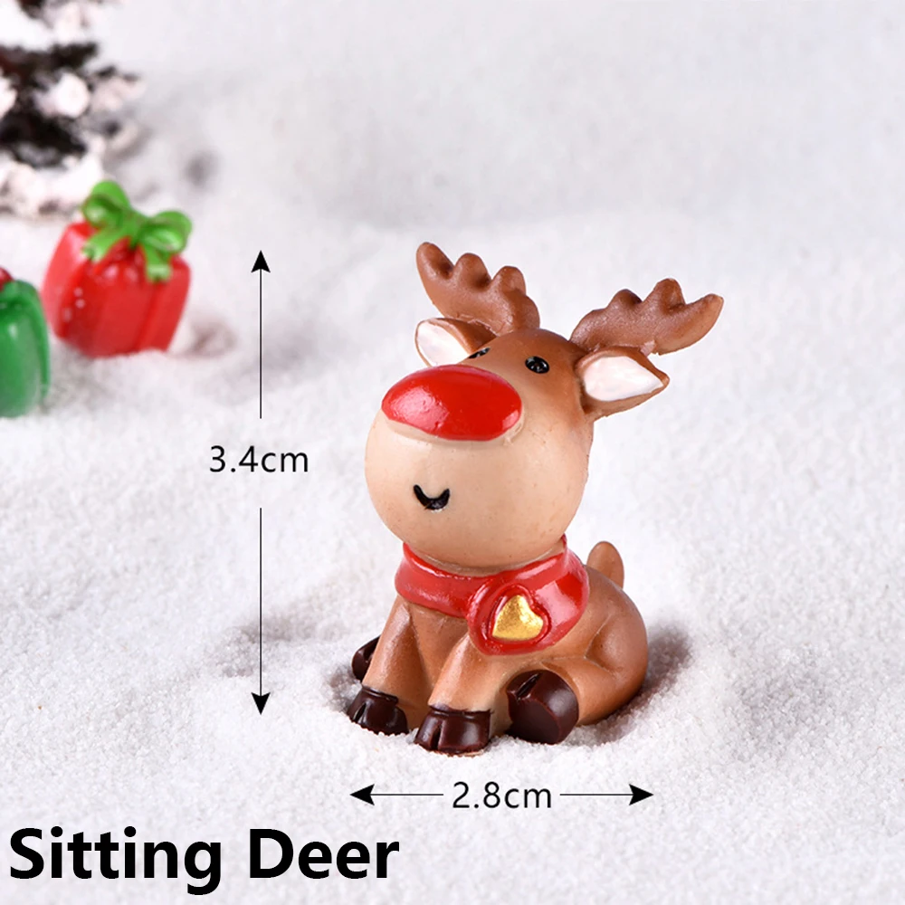 Sitting Deer Рождественский орнамент подарок микро бонсай для пейзажа сказочное украшение для дома, сада фигурка снеговика Мини Санта Клаус рождественские украшения - Цвет: Sitting Deer