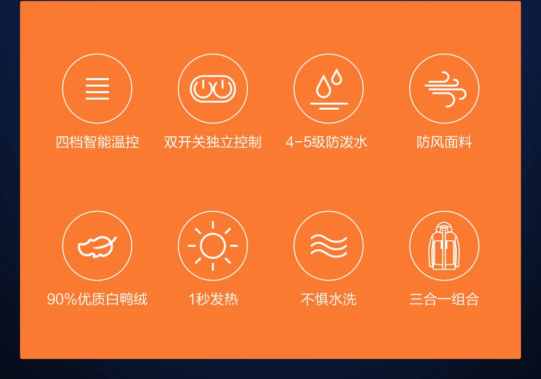 Xiaomi мульти-зоны нагрева три в одном смарт-пуховик хлопок Смит независимый контроль различных зон температуры