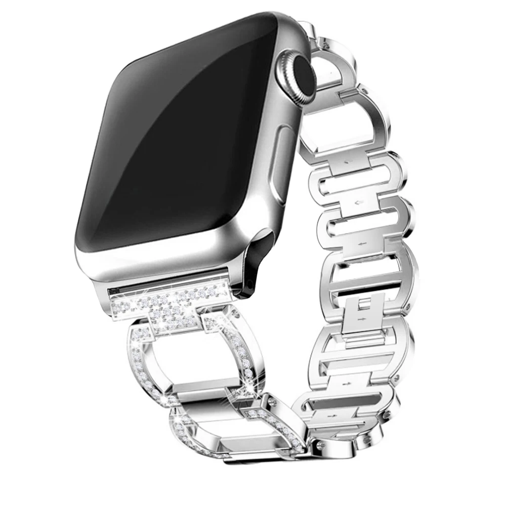 Diamond band for apple watch series 5 4 3 2 1 bracelet women stainless steel iwatch 2