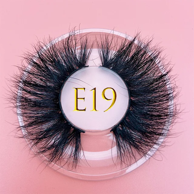 25mm E06 MIKIWI 100% handmade natural  thick  Eye lashes wispy makeup extention tools 3D mink hair volume soft false  eyelashes E19 round case