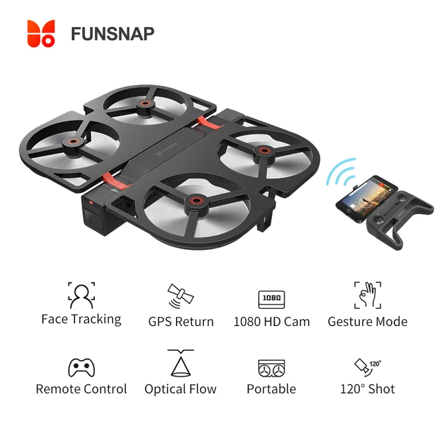 $US $190.00  Funsnap iDol FPV RC Drone 4K GPS Quadrupter Professional Drone Camera HD 1080P AI Gesture For Xiaom