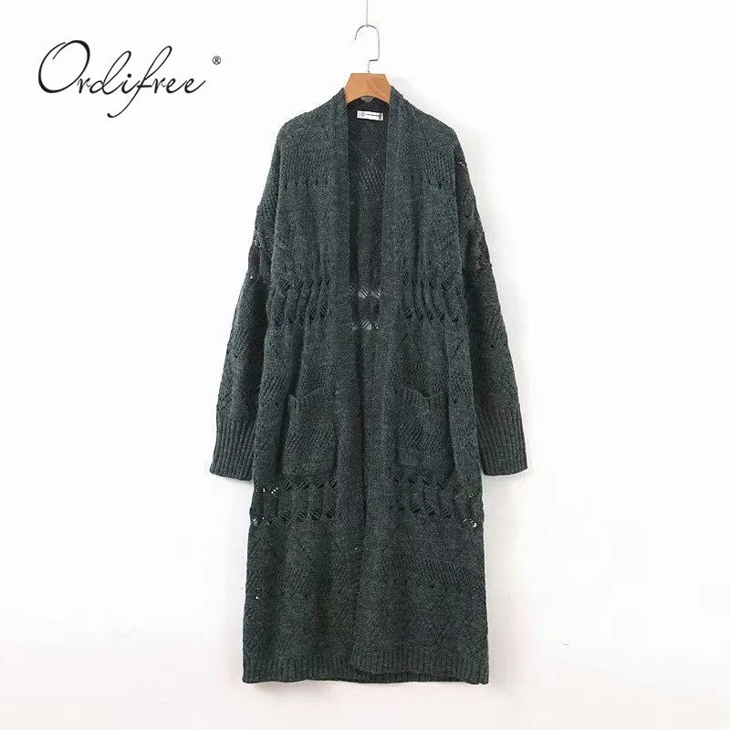 

Ordifree 2019 Autumn Winter Women Long Knitted Cardigan Casual Outwear Overcoat Maxi Sweater Cardigan Jumper Pull Femme