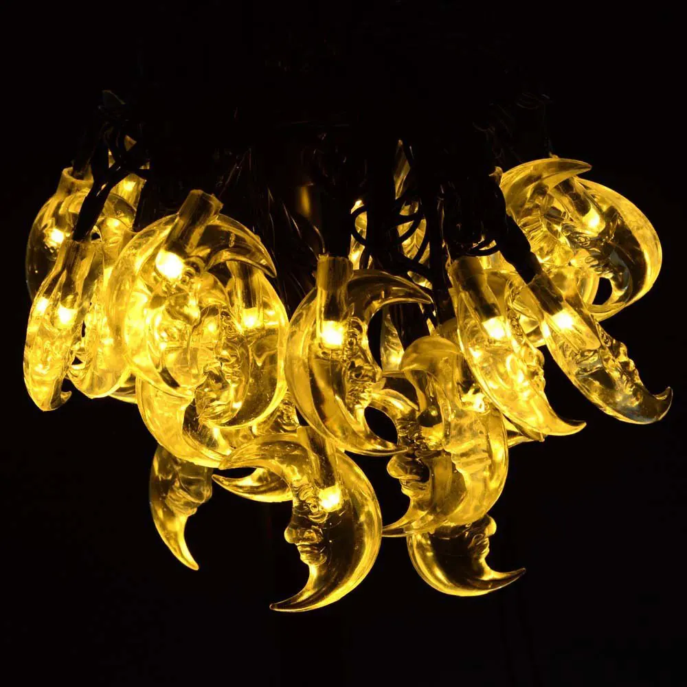LED Moon Shape Light String Fairy Lights Solar Powered Christmas Decoration