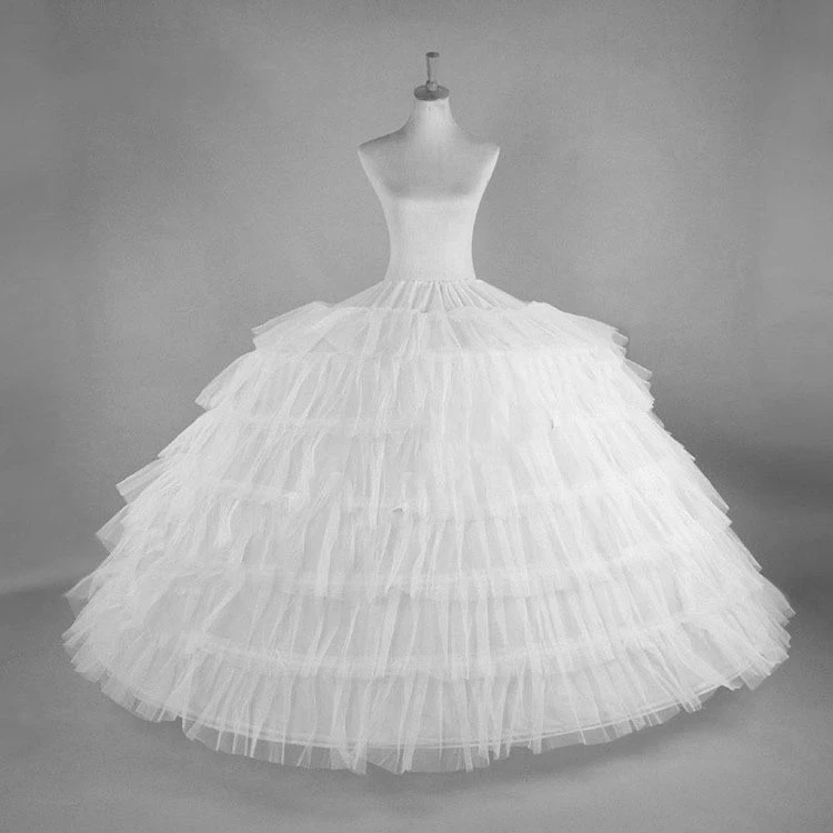 

Top Online White 6 Hoops Big Petticoat Slips Tulle Skirts Long Puffy Crinoline Underskirt For Ball Gown Wedding Dress