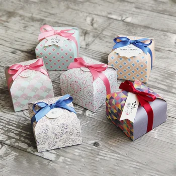 

50pcs 6x6x3.5cm Artistic retro grain base Packing Paper Box for birthday Gift Packing Supplies