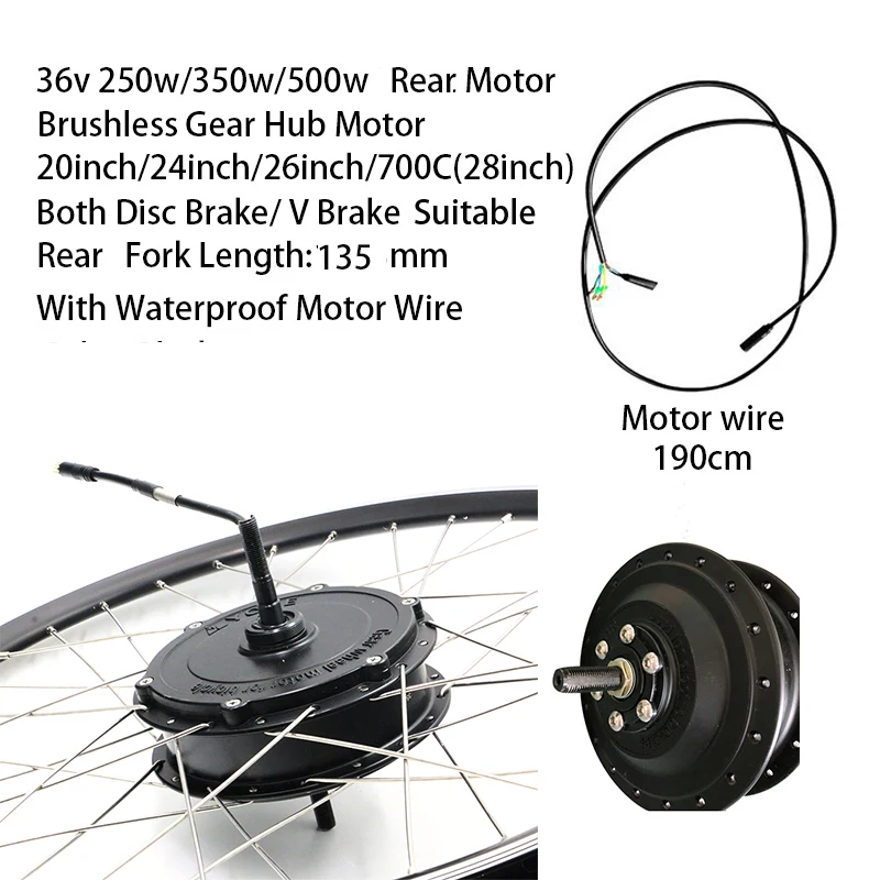Top 36V 250W-500W Electric Motor Wheel e Bike Kit with DC Controller Rear Brushless Hub Motor 20