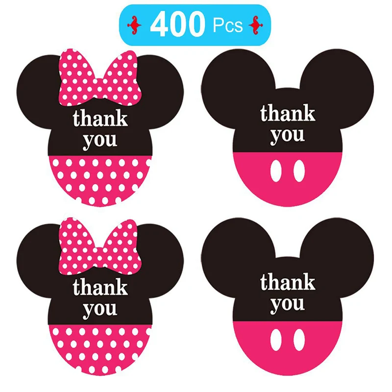 

Mickey Mouse Child Sticker Thank You Label 2.38 x 2 Inch - Thanks Birthday Baby Shower Thank You Card Envelope Seal - 400 Label