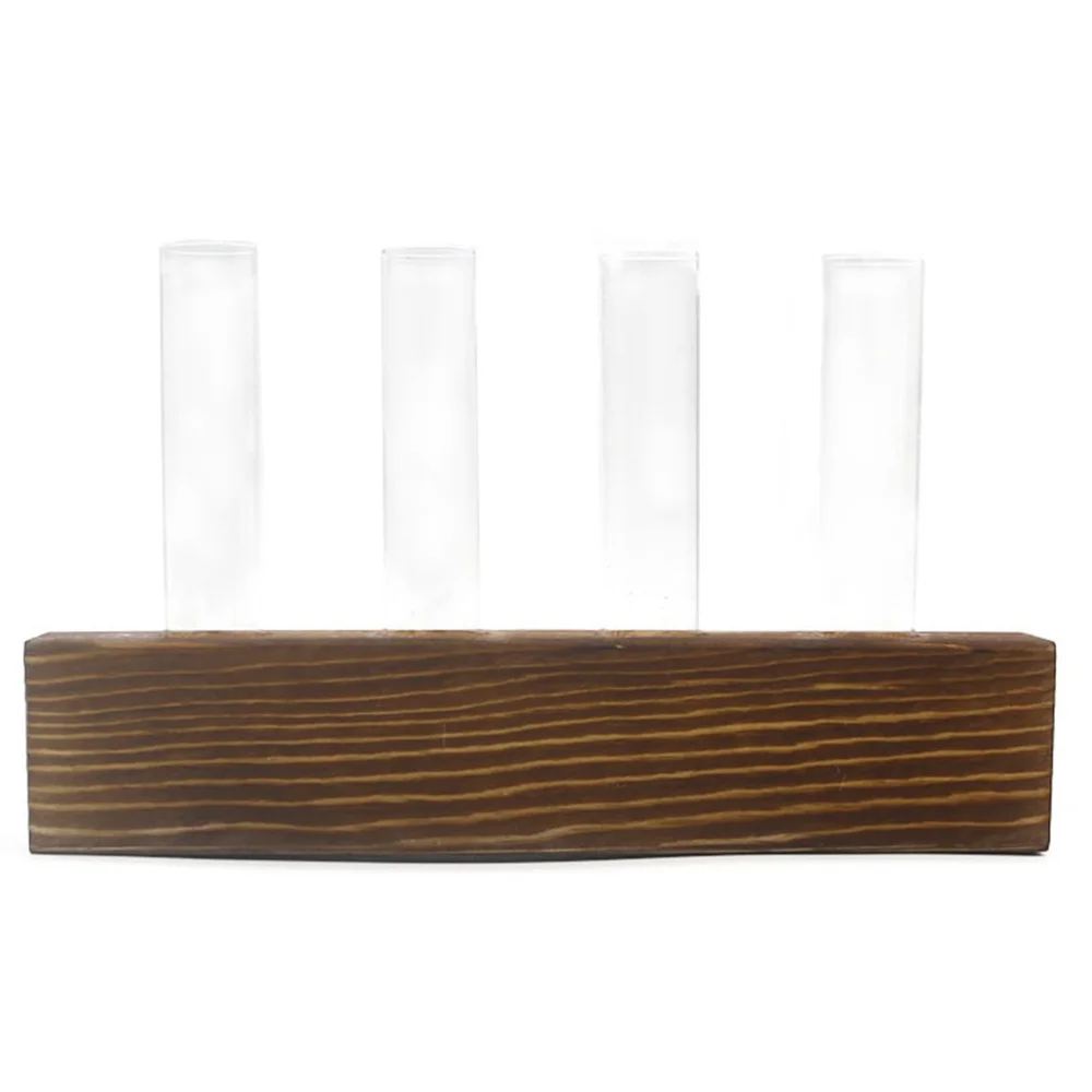 

1Pc Simple Tube Vase with Wooden Rack Simple Vase Tube Vases Home Decor Glass Vases Home Glass Vases for Office Home