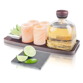 Vasos de chupito de sal del Himalaya, vaso de chupito de tequila totalmente Natural hecho a mano, gafas de sal rosa, vasos altos de chupito de Tequila, juego de chupitos