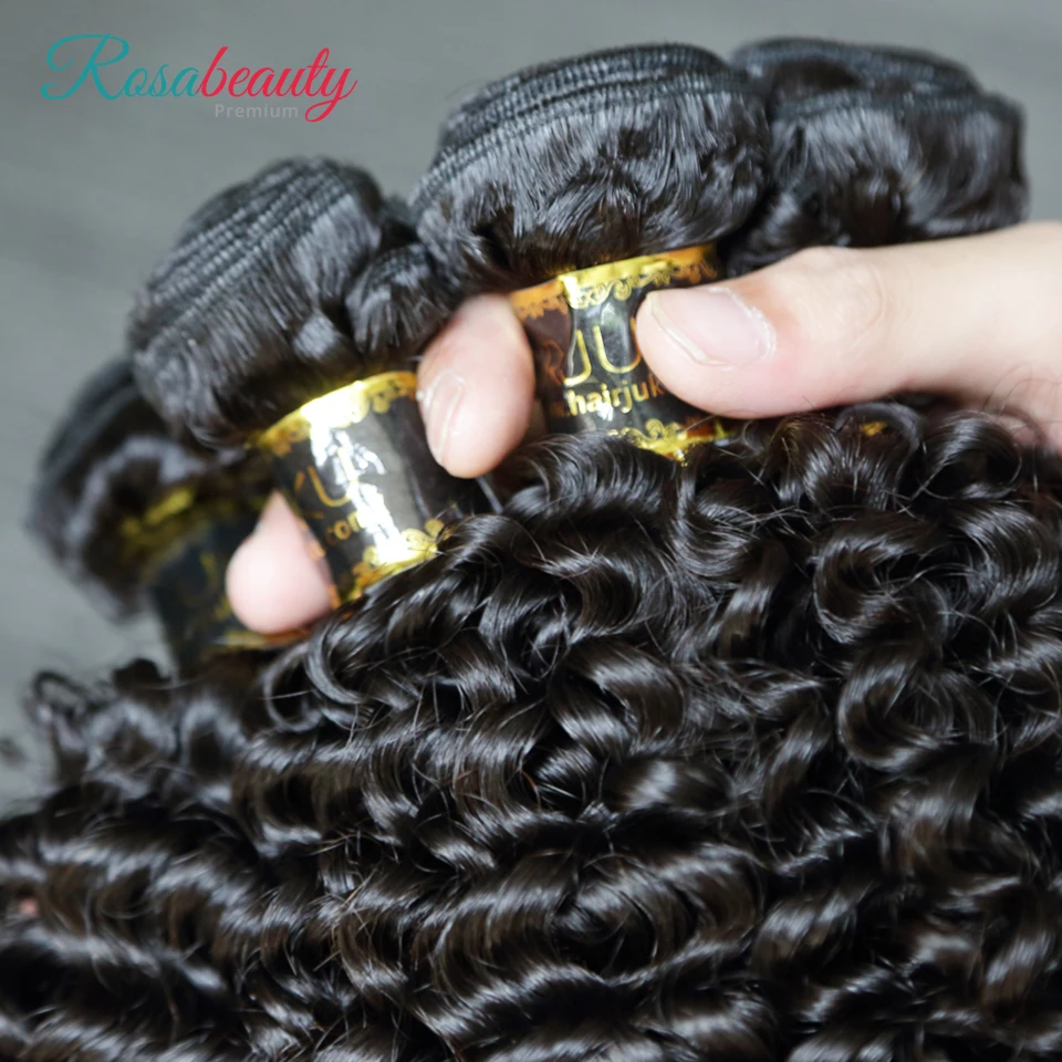 [Rosabeauty] волосы OneCut глубокие вьющиеся 8-30 дюймов H бразильские человеческие необработанные волосы натуральный цвет 3 пучка с фронтальной